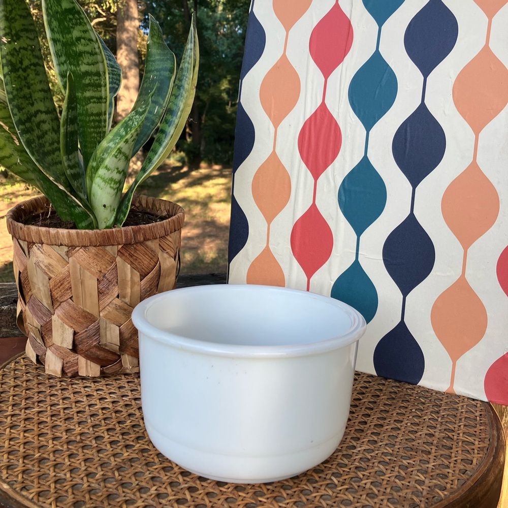 Small Vintage Milk Glass Mixing Bowl 6 1/2" Wide Pebbled Bottom